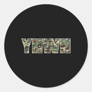 Camouflage Yhwh Yahweh Christelijke Camo Jagen Ronde Sticker