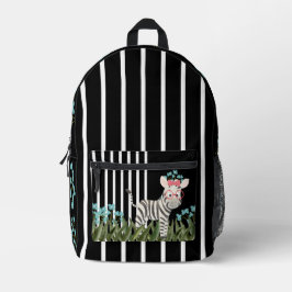 Camouflage Zebra met Blauwe Bloemen Rugzak