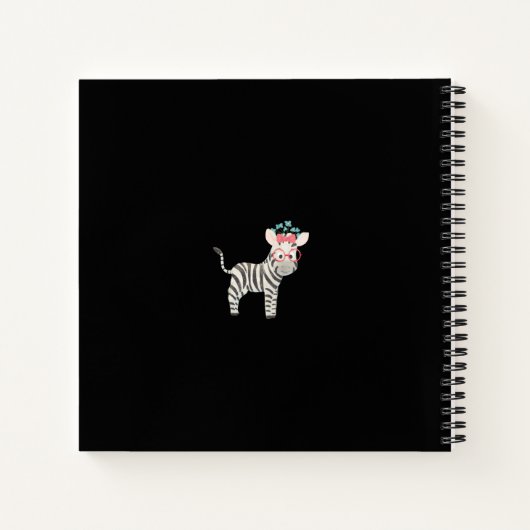 Camouflage Zebra Met Blauwe Bloemen Spiraal Notebo Notitieboek (Achterkant)