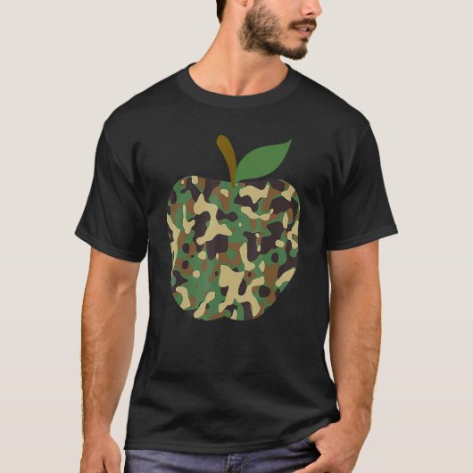 Camouflaged Apple First Day Of School Teaching Tea T-shirt (Voorkant)