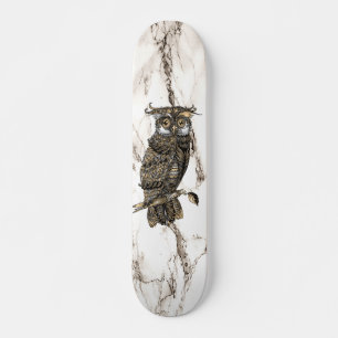 Camouflaged Owl op bruine marmer Skateboard