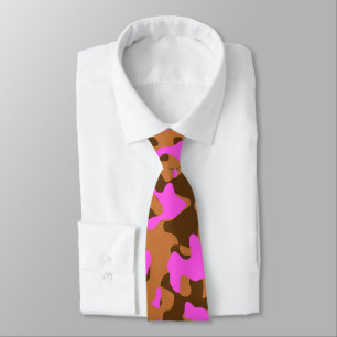 Camouflagepatroon in bruin, roze en bruin stropdas