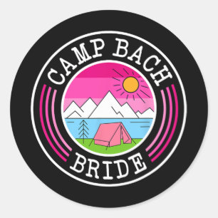 Camp Bach Bruid Bruidsmeisje Retro Camping Bachelo Ronde Sticker
