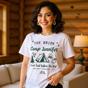 Camp Bachelorette Camping Hand getrokken matching T-shirt