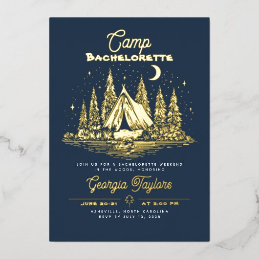 Camp Bachelorette Foil Invitation (Recto)