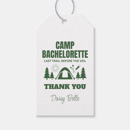 Camp Bachelorette Green Gift Label Cadeaulabel (Voorkant)