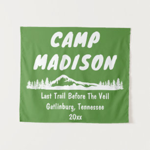 Camp Bachelorette Mountain Trip Camping Prop Sign Wandkleed