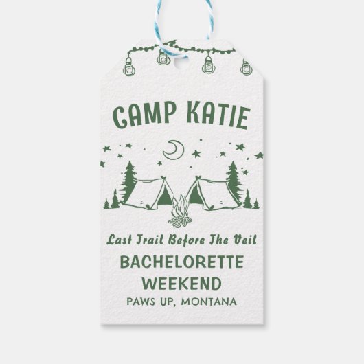 Camp Bachelorette Party Cadeau Labels Cadeaulabel (Achterkant)