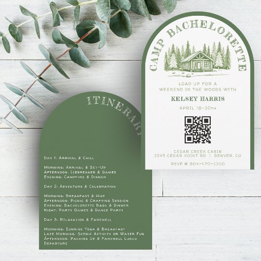 Camp Bachelorette Party Camping Weekend Green Kaart
