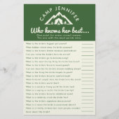 Camp Bachelorette Party Spel Wie Haar Groen Kent Flyer (Voorkant)