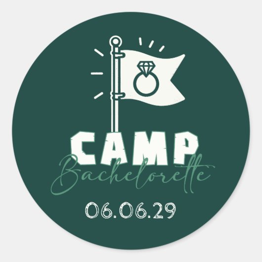 Camp Bachelorette Ronde Sticker (Voorkant)