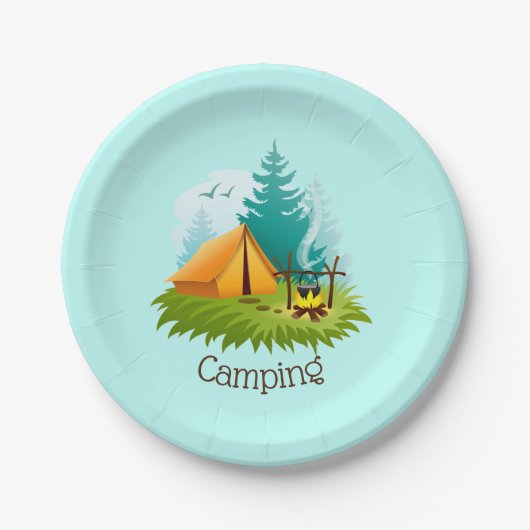 Camp Camping Design Paper Party Bord (Voorkant)