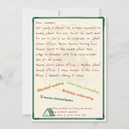 Camp Chaos: Forever Feral 4e verjaardagsuitnodigin Kaart