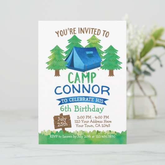 Camp d'été, Camping Invitation d'anniversaire (Debout devant)