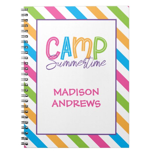 Camp d'été coloré Carnet du Journal personnalisé (Devant)