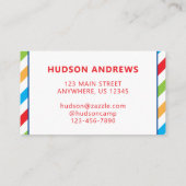 Camp d'été coloré Cartes de contact personnalisées (Dos)