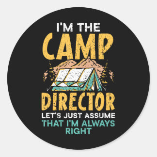 Camp Director Camping Squad Outdoor Kampvuur Ronde Sticker