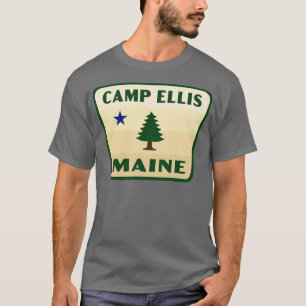 Camp Ellis Maine Retro Pine Tree Badge Tan T-shirt