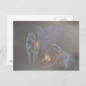 Camp Fire Native American Indian Warrior Briefkaart (Voorkant / Achterkant)