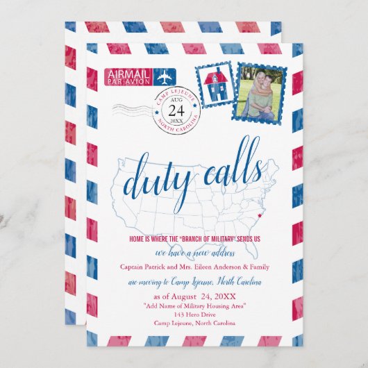 Camp Lejeune, NC Militaire Beweging Aankondiging (Voorkant / Achterkant)