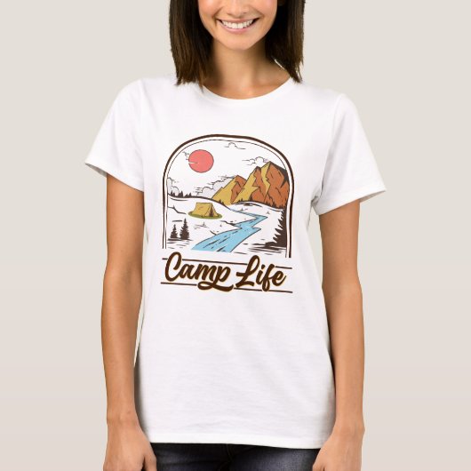 Camp Life Mountain Camping T-shirt (Voorkant)