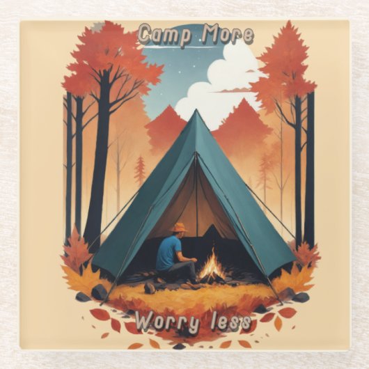 Camp more, Angst Minder Glazen Onderzetter (Voorkant)