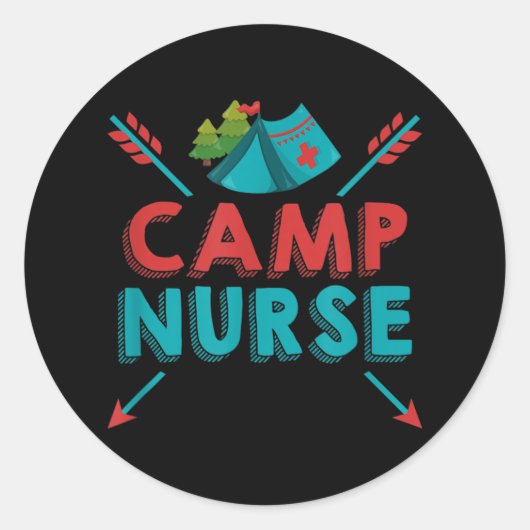 Camp Nurse Nursing RN Appreciation Camping Ronde Sticker (Voorkant)