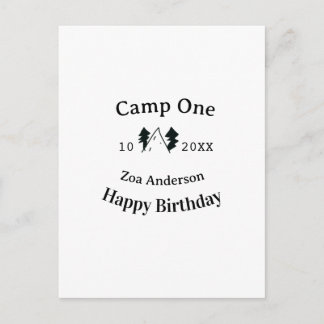 Camp one happy birthday name date campingadventure briefkaart