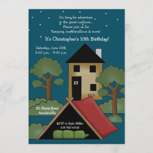 Camp Out - Birthday Party Invitation Kaart
