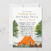Camp Out Boy Birthday Party Invitation Kaart (Voorkant)