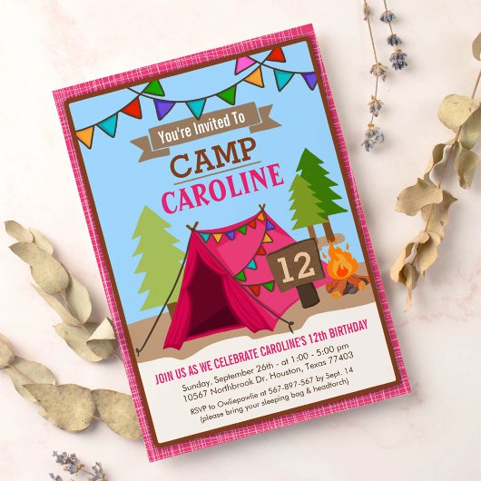 Camp Out Glamping Invitation de fête d'anniversair