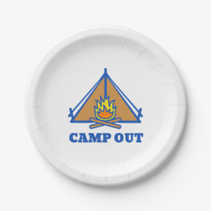 Camp out papieren bordje