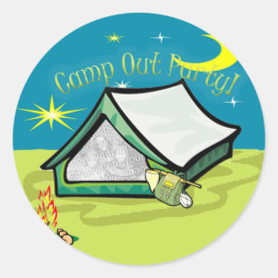 Camp Out Photo Party Card Ronde Sticker