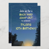 Camp Out Starry Night Party Invitation (Devant / Derrière)