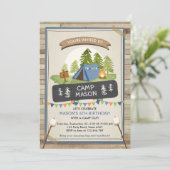 Camp out Tent Invitation Birthday Camp out Boy Kaart (Staand voorkant)