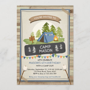 Camp out Tent Invitation Birthday Camp out Boy Kaart