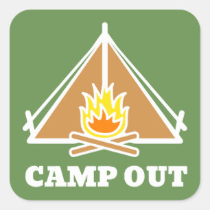 Camp out vierkante sticker