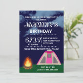 Camp rose dehors Invitation de fête d'anniversaire (Debout devant)