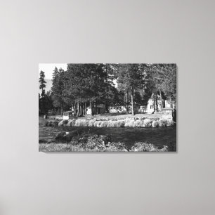 Camp Sherman, uitzicht Oregon van Rogers Cabins Canvas Afdruk