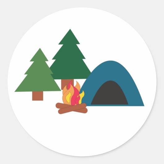 Camp Site Ronde Sticker (Voorkant)