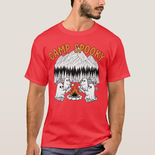 Camp Spooky Summerween Vibes Cute Ghost Retro Hall T-shirt (Voorkant)