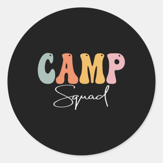 Camp Squad Retro Groovy , Happy First Day of Ronde Sticker (Voorkant)