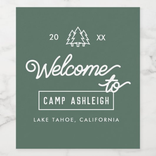 Camp Thema Bachelorette Party Custom Wijn Etiket (Enkel label)