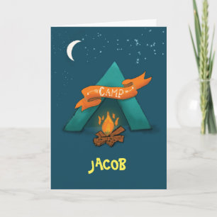 Camp Thinking of You Custom Name Tent and Campfire Kaart