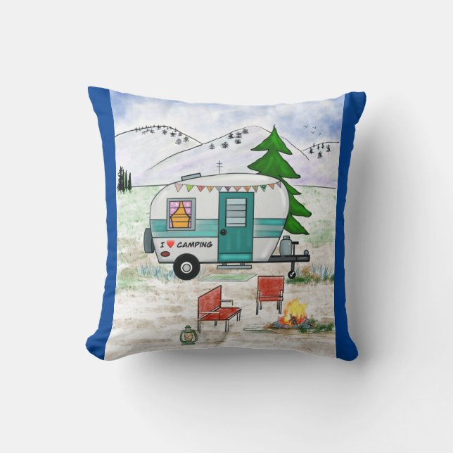 Camp Trailer Pillow Kussen (Voorkant)