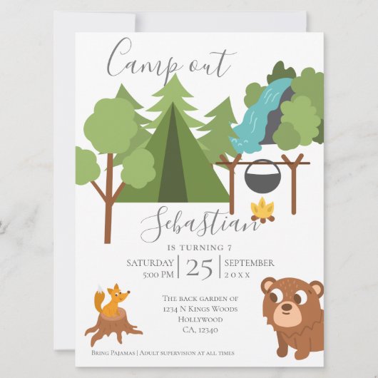 Camp uit met game aan de achterzijde kaart (Voorkant)