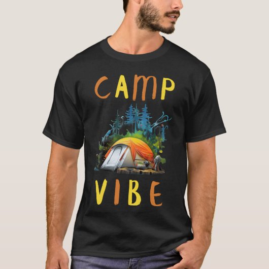 Camp Vibe Camping Lovers retro T-shirt (Voorkant)