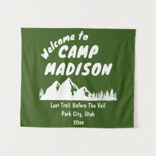 Camp Vrijgezellenfeest Mountain Bach Camping Prop Wandkleed