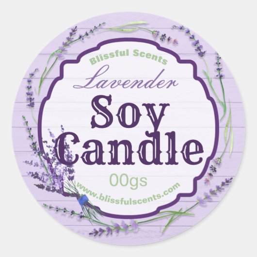 Campagne Bois Purple Lavender Soy Candle Étiquette (Devant)