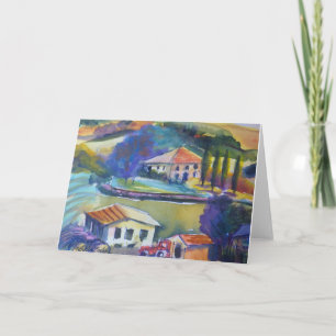 Campagne cultivant dans la carte de voeux vierge